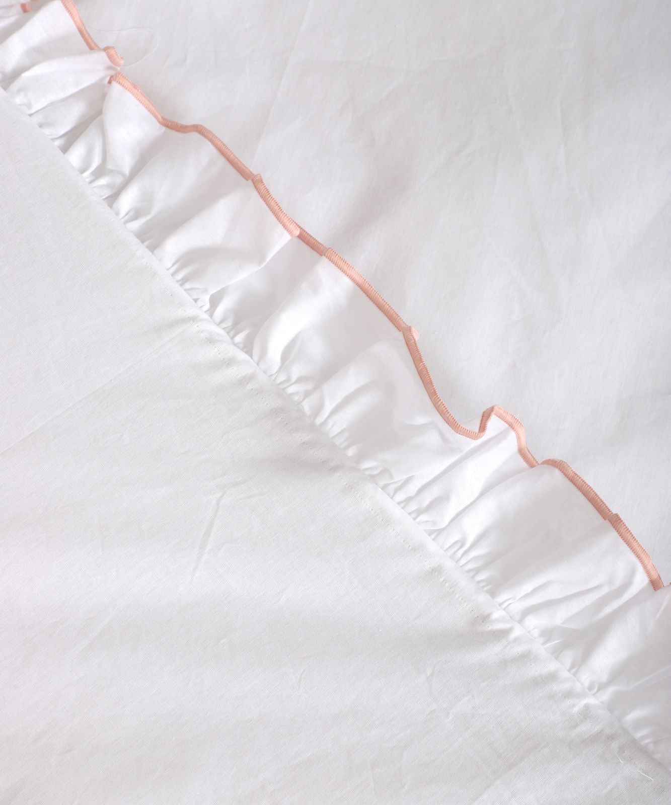 %100 Poplin Pamuk Kumaş l Fırfırlı Çift Kişilik Beyaz Nevresim Takımı