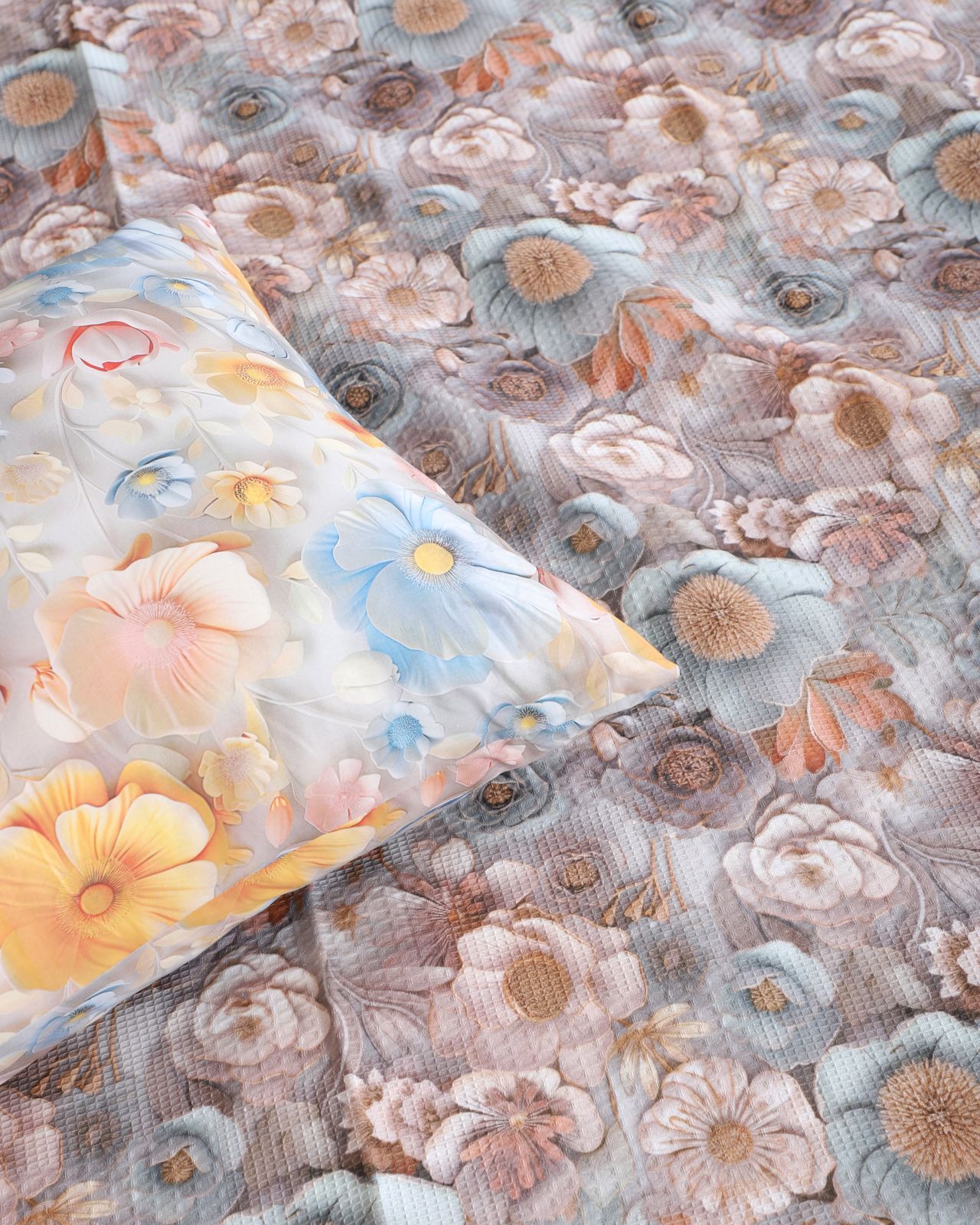 5 D DİJİTAL BASKILI Pike yatak örtüsü